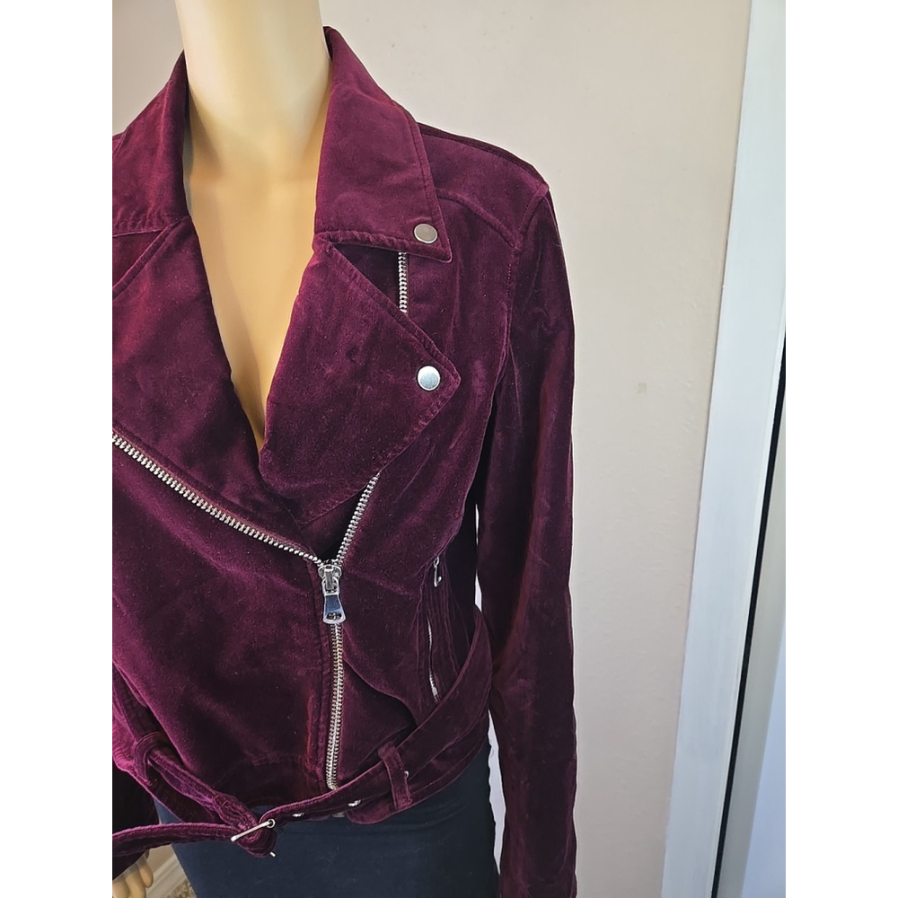 PAIGE Women's Cranberry Shanna Jacket Velvet Motto Bloomingdale's Small - Picture 6 of 10